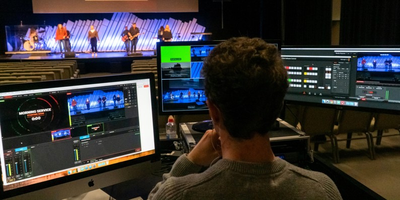 Sound engineer working at a concert