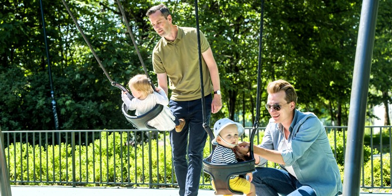 Dads on parental leave playing with their children